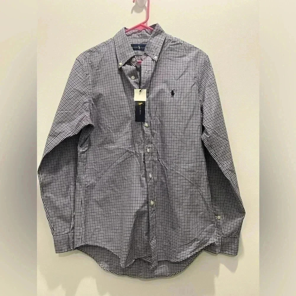 Polo Ralph Lauren Men's S Purple Check Long Sleeve Cotton Button-Up Shirt​​
